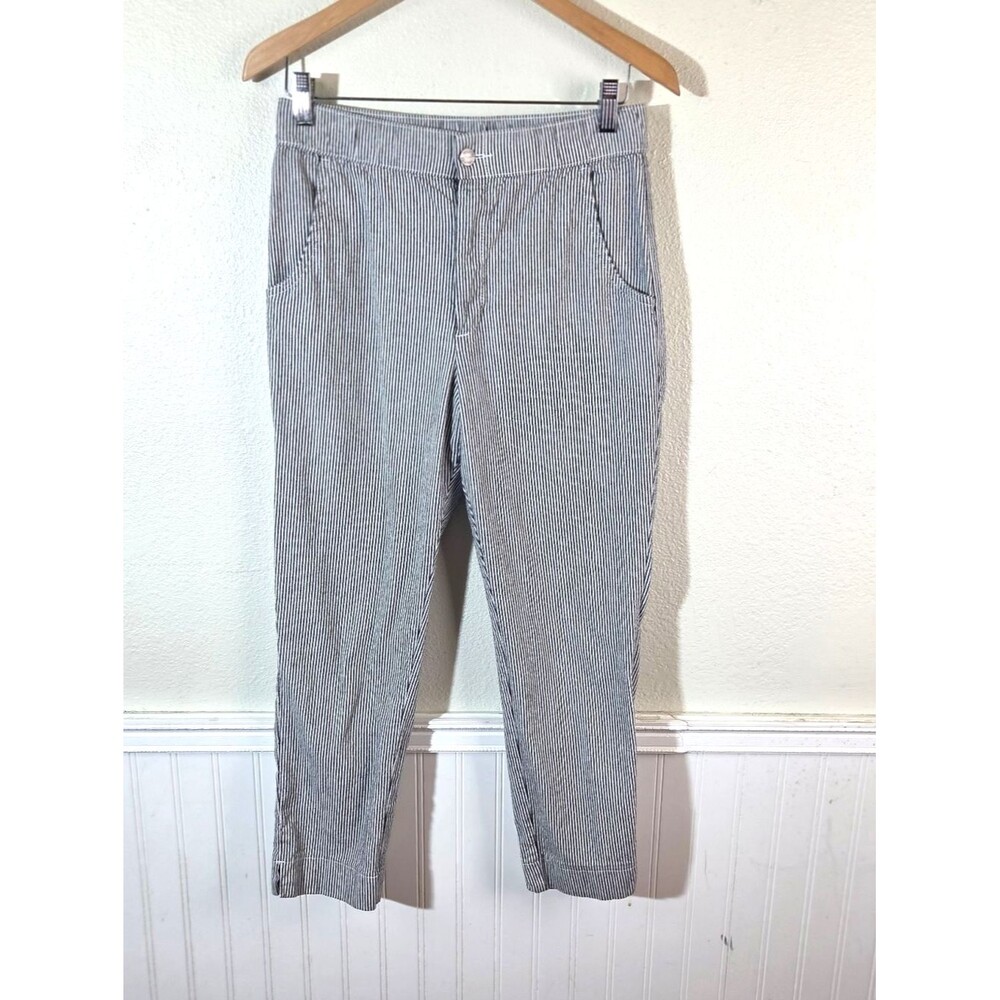 Hollister Women’s Striped Pants Medium Blue White Lightweight Casual Straight